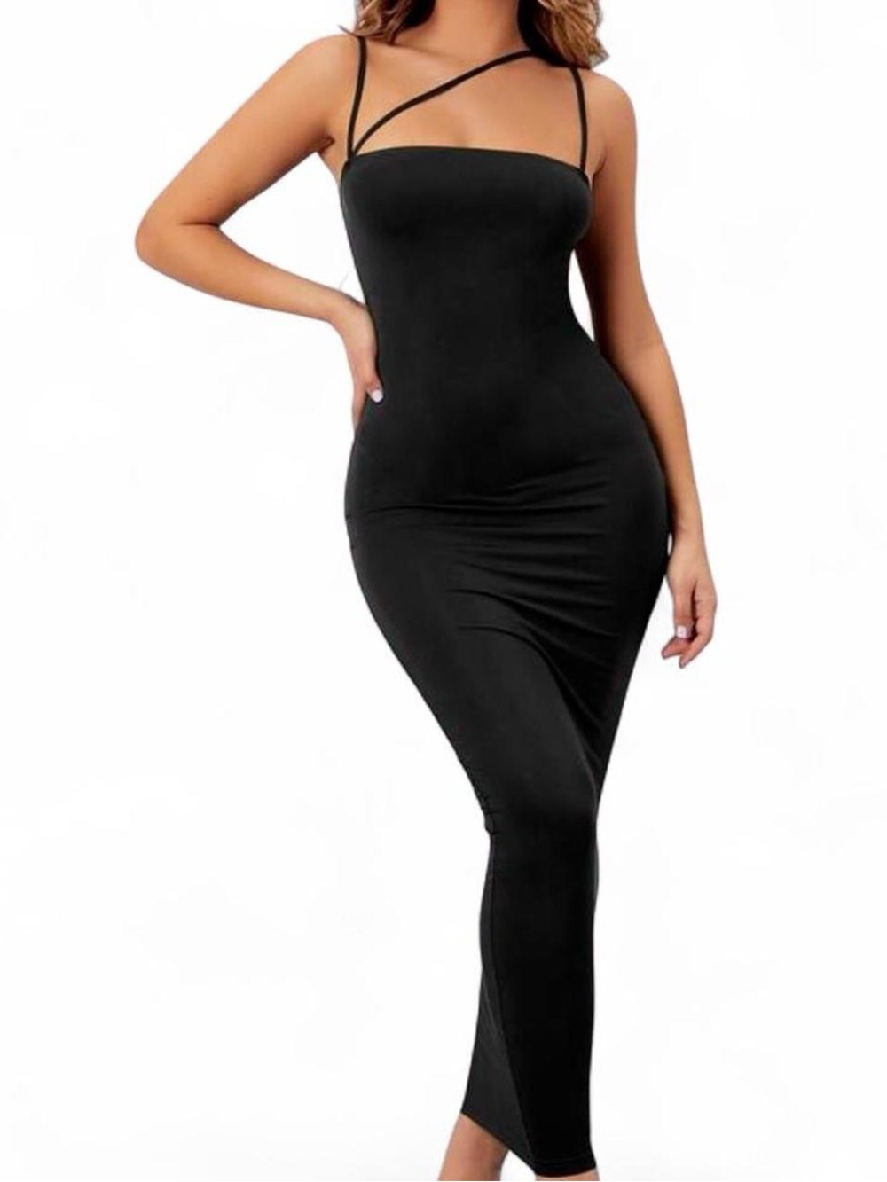 Black Strappy Bodycon Maxi Dress